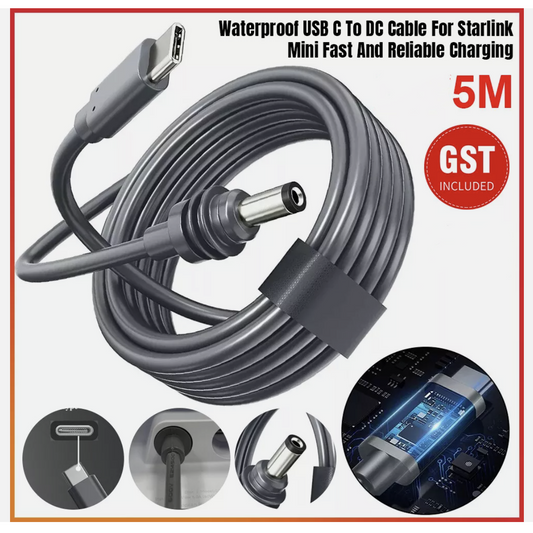 Waterproof USB C To DC Cable For Starlink Mini Fast And Reliable Charging