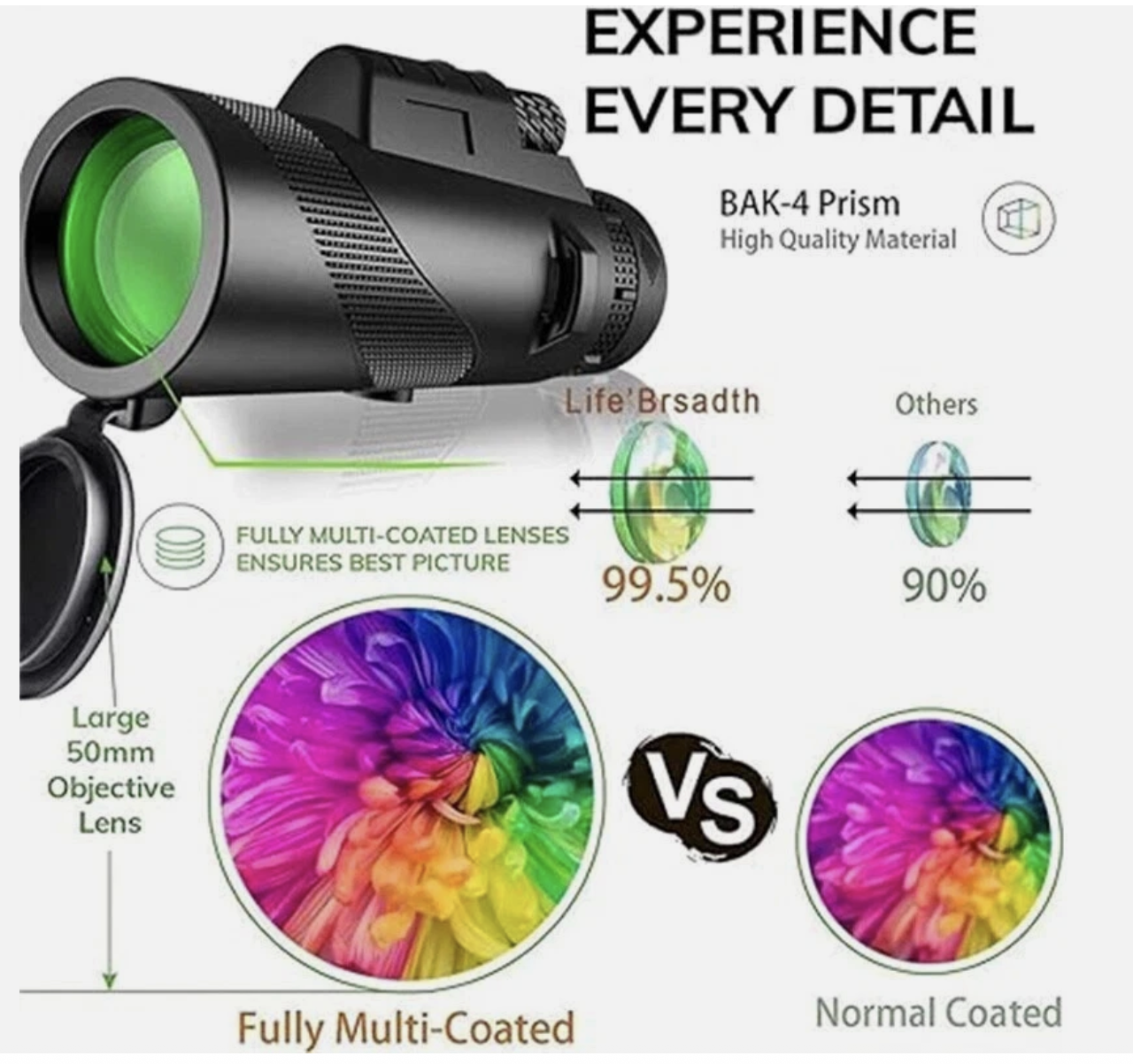 80x100 Zoom HD Optical Monocular Telescope Night Vision + Phone Clip +Tripod Set