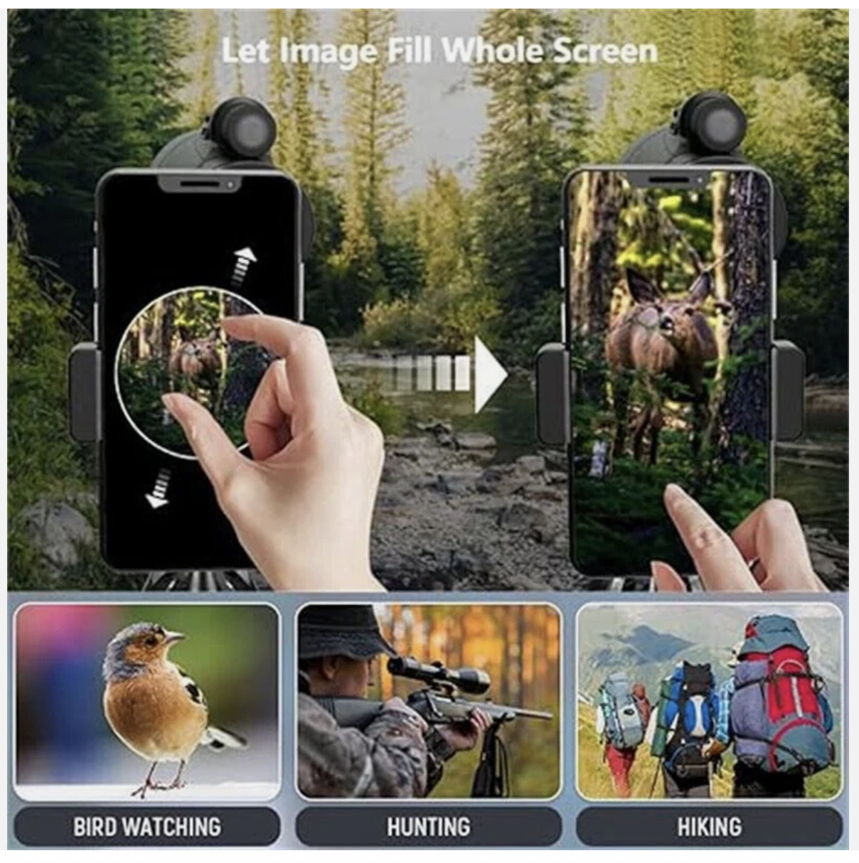 80x100 Zoom HD Optical Monocular Telescope Night Vision + Phone Clip +Tripod Set