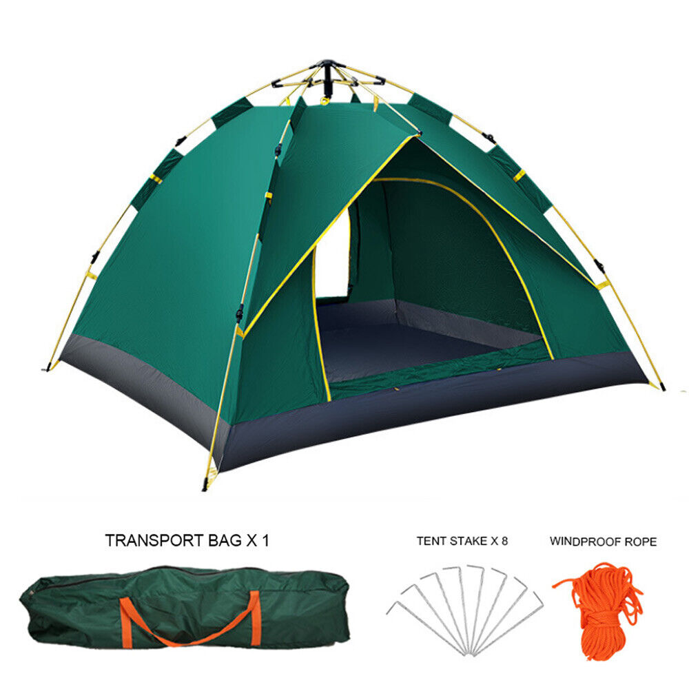 Instant Camping Tent 3-4Person Auto Pop up Family Hiking Dome Waterproof Shelter