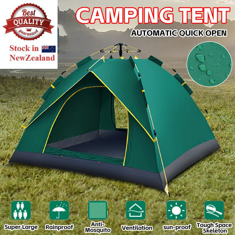 Instant Camping Tent 3-4Person Auto Pop up Family Hiking Dome Waterproof Shelter