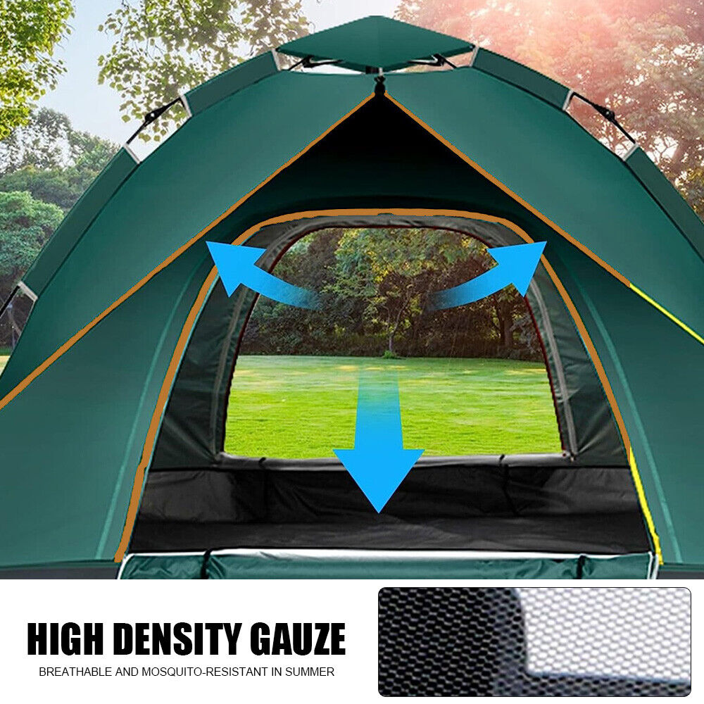 Instant Camping Tent 3-4Person Auto Pop up Family Hiking Dome Waterproof Shelter