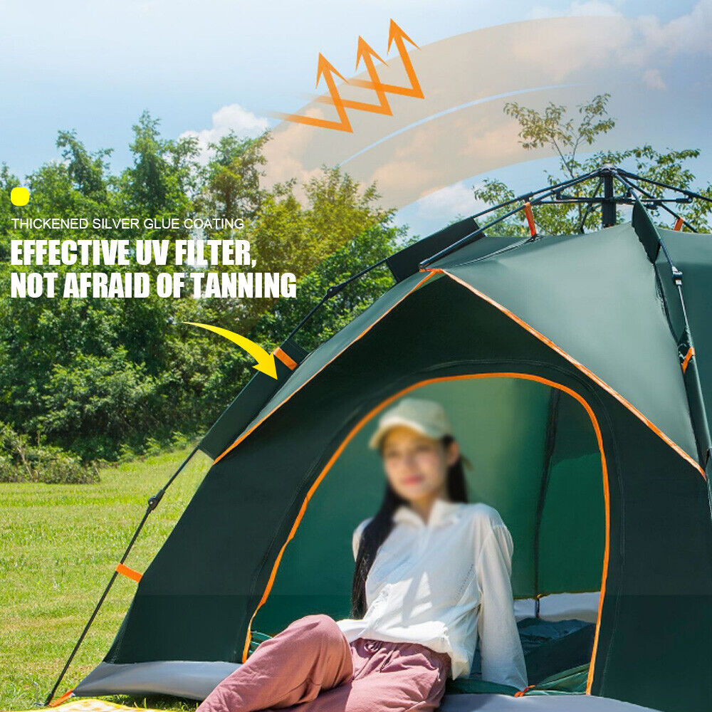 Instant Camping Tent 3-4Person Auto Pop up Family Hiking Dome Waterproof Shelter