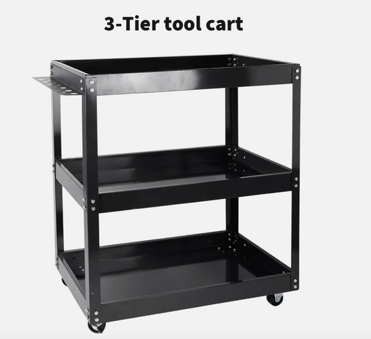 3-Tier Tool Cart Trolley Toolbox Workshop Garage Storage 200KG Organizer 360°