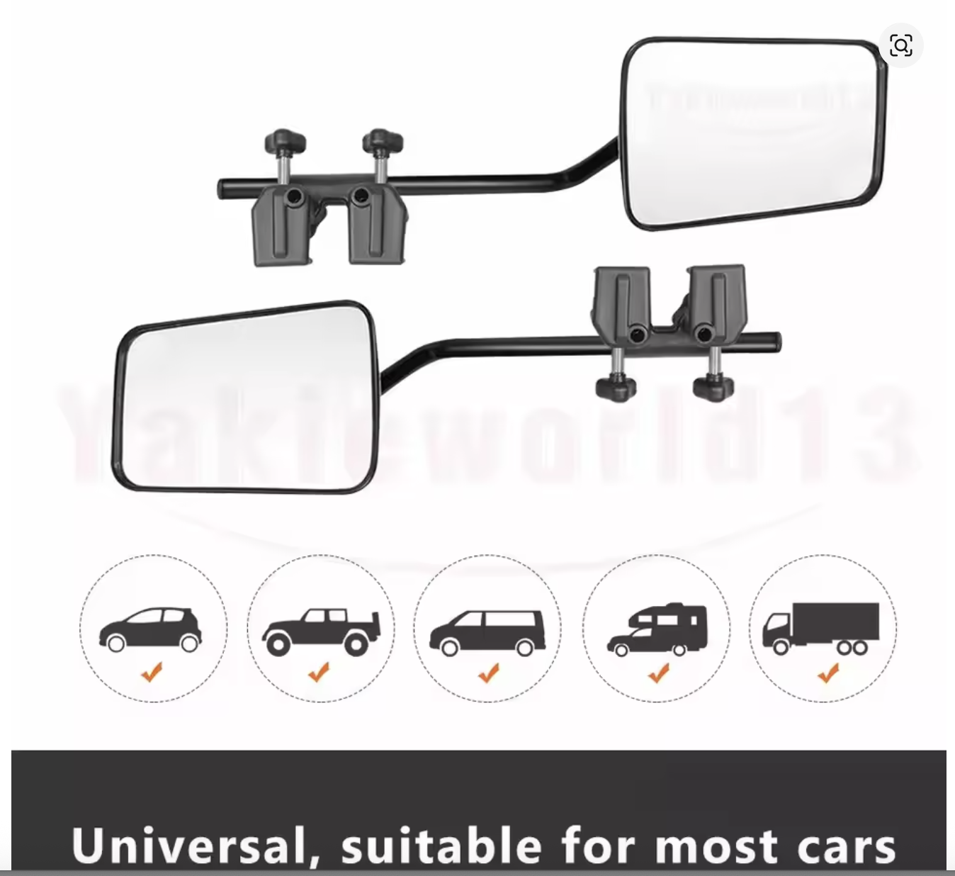 1 Pair Heavy Duty Towing Mirrors Universal Clamp On 4X4 Caravan Trailer