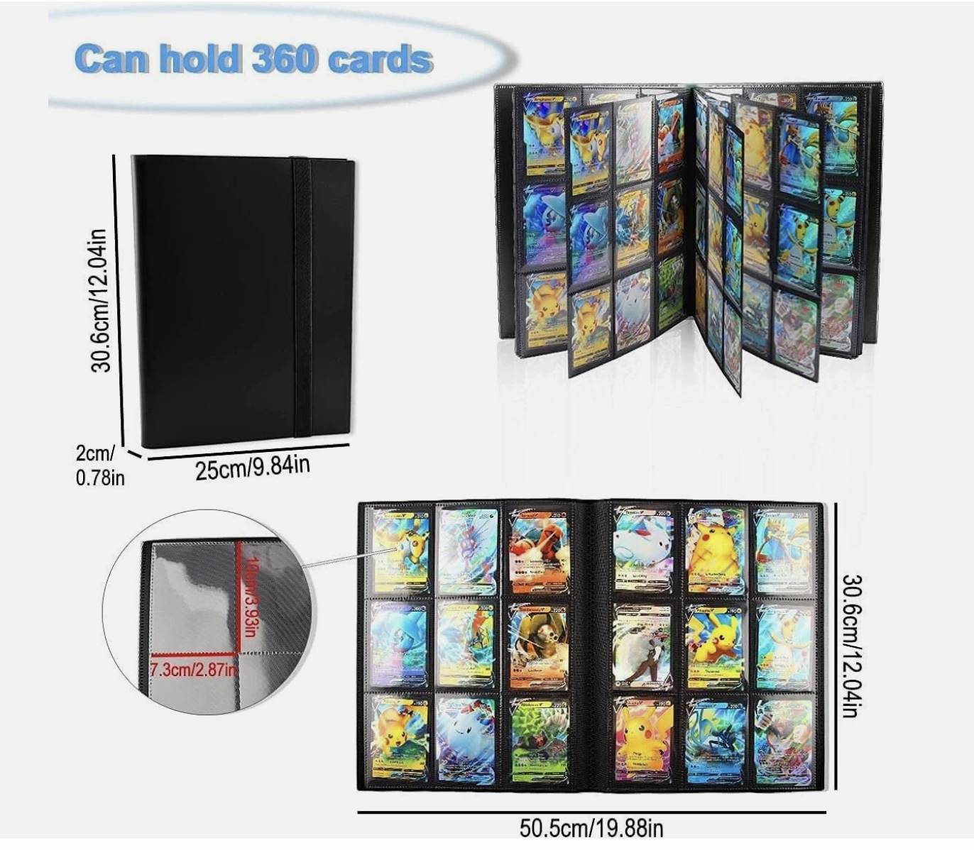 360 Cards 9 Pocket Card Bag Binder Zip Trading Card Album Collectors Folder Case