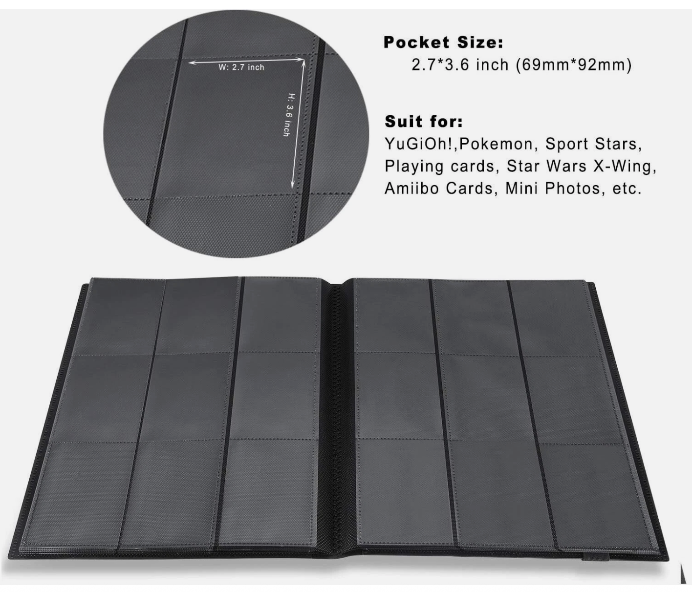 360 Cards 9 Pocket Card Bag Binder Zip Trading Card Album Collectors Folder Case