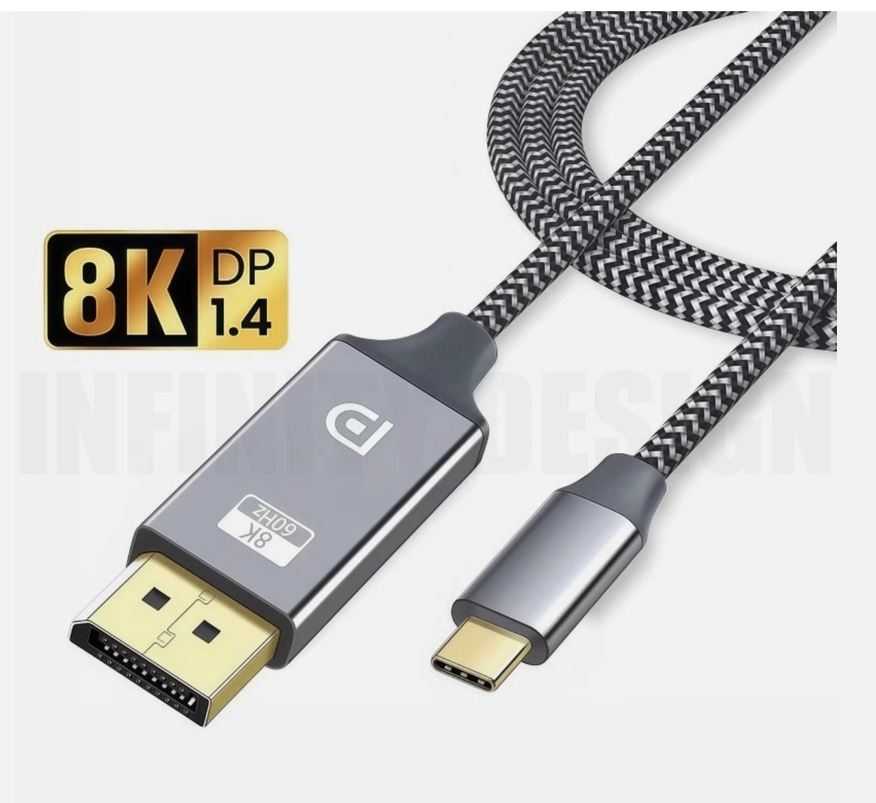 1.8M USB-C Type C to DisplayPort DP Cable 8K@60Hz 4K@120Hz DP1.4 Thunderbolt 3 4