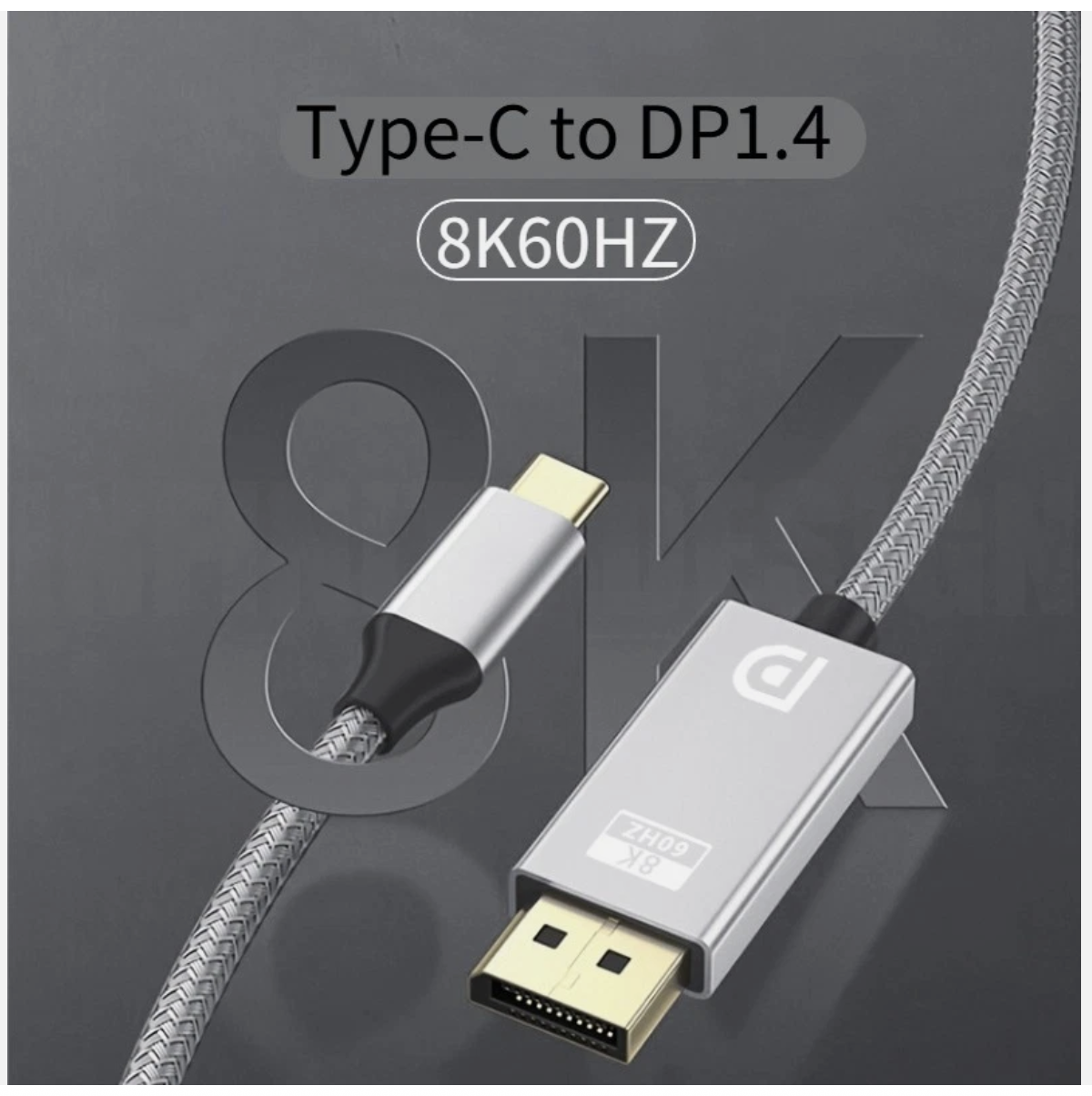 1.8M USB-C Type C to DisplayPort DP Cable 8K@60Hz 4K@120Hz DP1.4 Thunderbolt 3 4