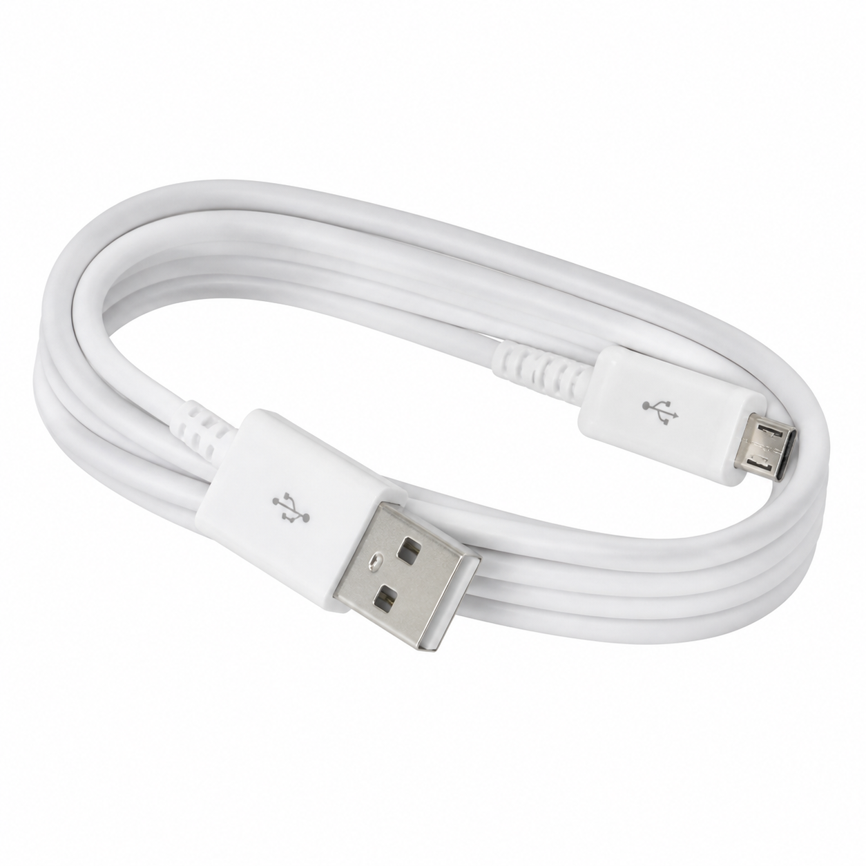 White USB-A to Micro-USB charging cable