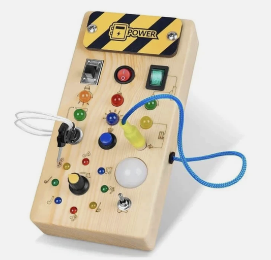 Montessori Busy Board w/ LED Light Switch Wooden Board Sensory Toys for Toddlers