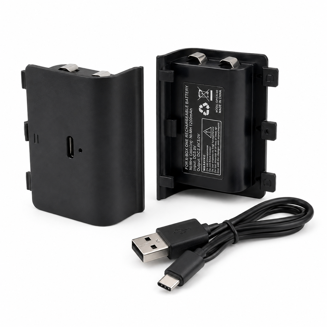 Two 1200mAh rechargeable battery packs and USB-C cable compatible with Xbox Series X and S controllers